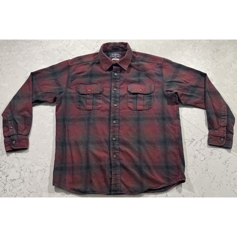 Bills Khakis Flannel Shirt Men Large Red Plaid Classic Fit Button Up Made In USA